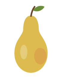 A ripe golden-yellow pear with a slight blush