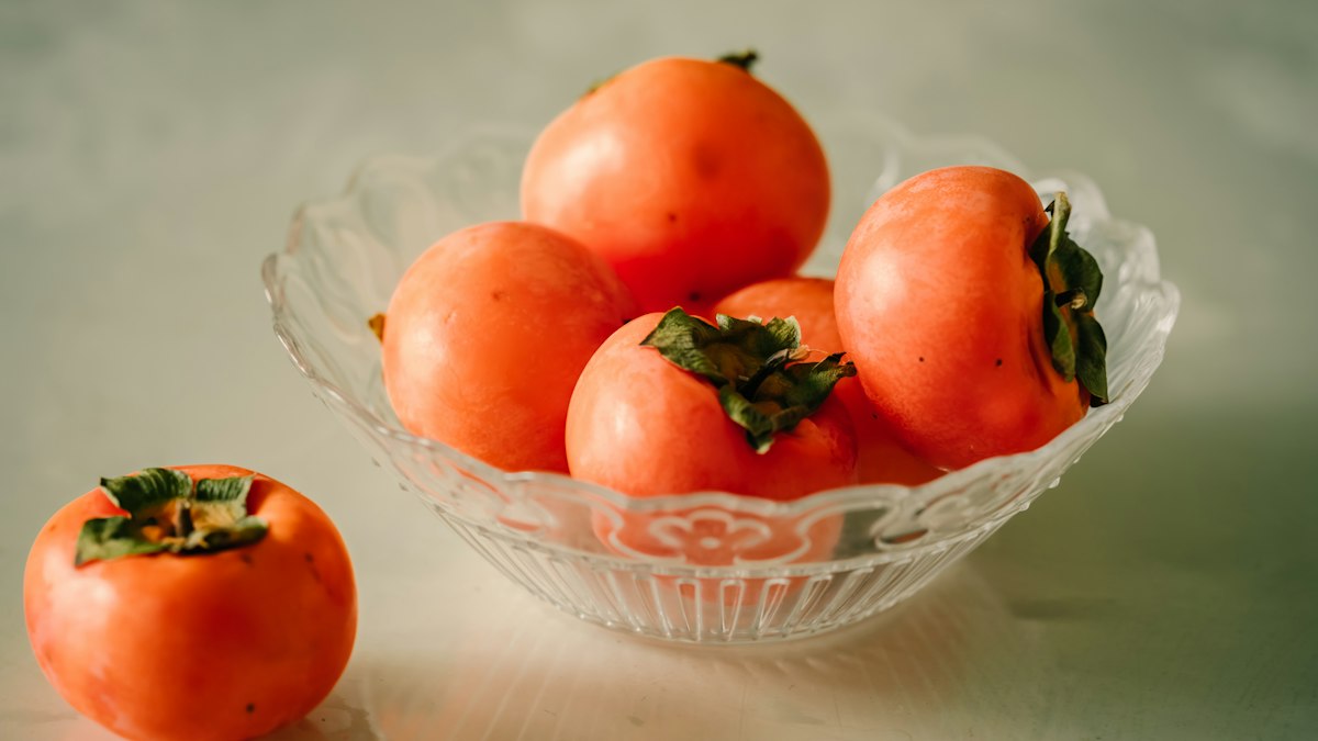 Ripe orange persimmons ready to eat